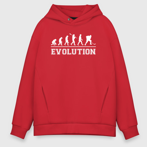 Мужское худи Oversize хлопок Hockey evolution хоккей эволюция, цвет красный