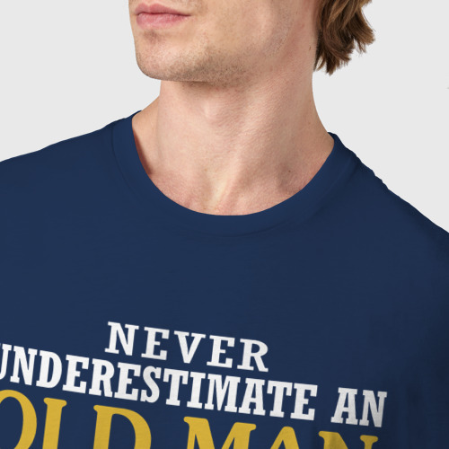 Мужская футболка хлопок Никогда не недооценивайте старика с велосипедом, цвет темно-синий - фото 6
