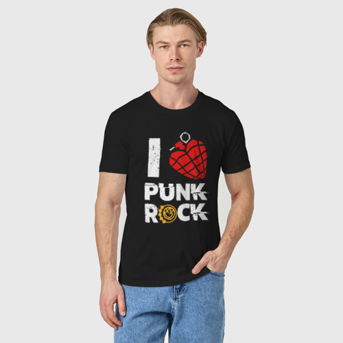 Мужская футболка хлопок I love punk rock, цвет черный - фото 3
