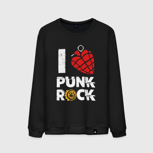 Мужской свитшот хлопок I love punk rock, цвет черный