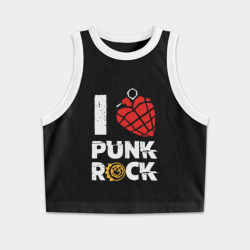 Женская укороченная майка-топ хлопок I love punk rock