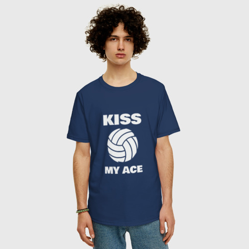 Мужская футболка хлопок Oversize с принтом Kiss - My Ace, фото на моделе #1