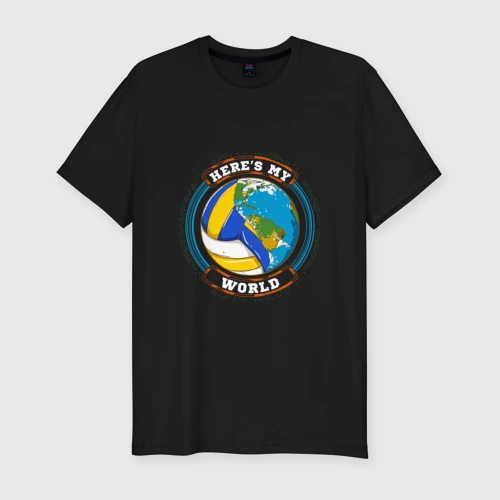 Мужская футболка хлопок Slim World - Volleyball