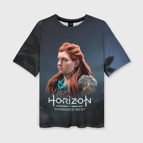 Женская футболка oversize 3D Aloy horizon forbidden west, цвет 3D печать