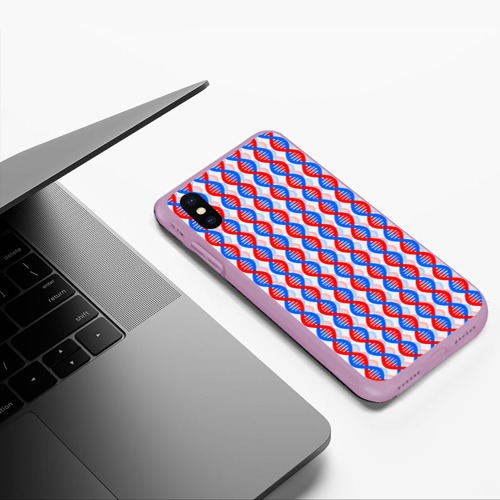 Чехол для iPhone XS Max матовый Спирали ДНК, цвет сиреневый - фото 5