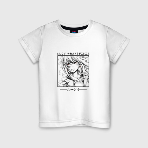Детская футболка из хлопка с принтом Fairy Tail, Люси Хартфилия, вид спереди №1