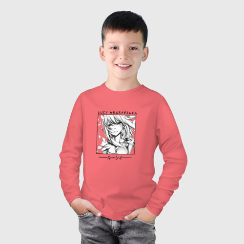 Детский лонгслив хлопок Fairy Tail, Люси Хартфилия, цвет коралловый - фото 3