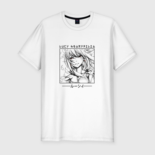 Мужская футболка хлопок Slim Fairy Tail, Люси Хартфилия, цвет белый