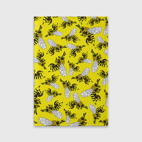 Обложка для паспорта матовая кожа Пчелы на желтом, цвет фиолетовый