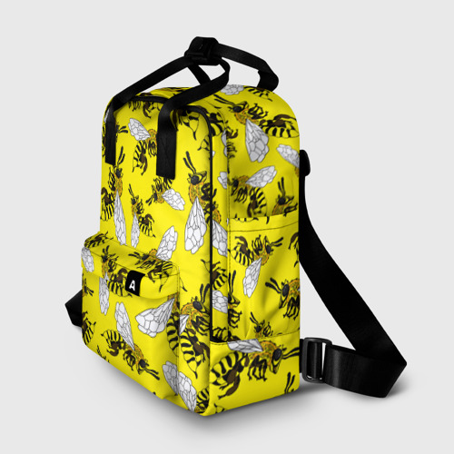 Женский рюкзак 3D с принтом Пчелы на желтом, фото на моделе #1