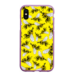 Чехол для iPhone XS Max матовый Пчелы на желтом