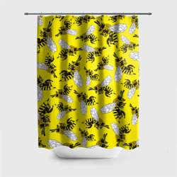 Штора 3D для ванной Пчелы на желтом