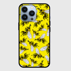 Чехол для iPhone 13 Pro Пчелы на желтом