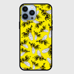 Чехол для iPhone 13 Pro Max Пчелы на желтом