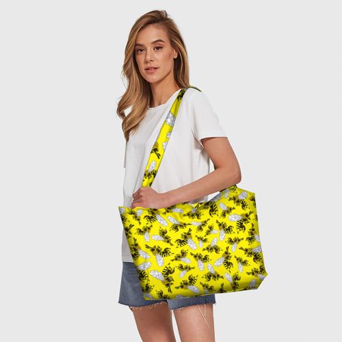 Пляжная сумка 3D Пчелы на желтом - фото 5