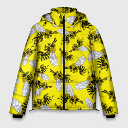 Мужская зимняя куртка 3D Пчелы на желтом