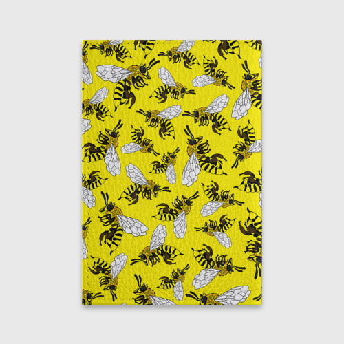 Обложка для паспорта матовая кожа Пчелы на желтом, цвет фиолетовый - фото 2