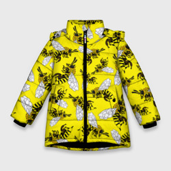 Зимняя куртка для девочек 3D Пчелы на желтом
