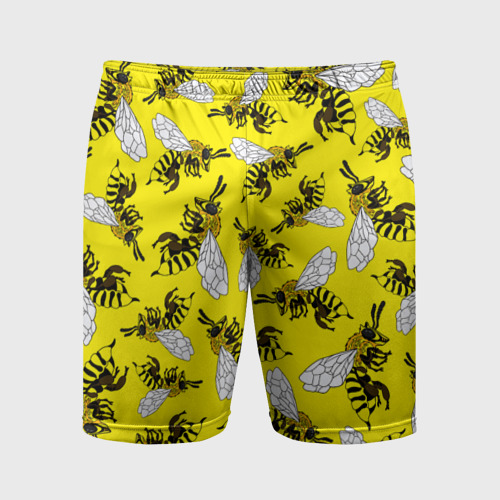 Мужские шорты спортивные Пчелы на желтом, цвет 3D печать
