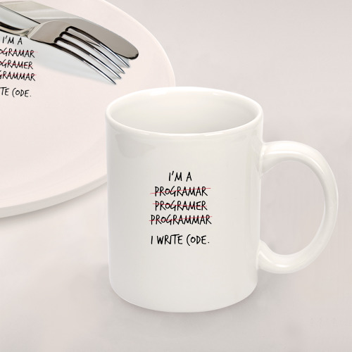Набор: тарелка + кружка Я програмер, програмэр, программер. Я пишу коды - фото 2