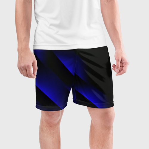 Мужские шорты спортивные с принтом Blue Fade | 3D (Синий градиент), фото на моделе #1