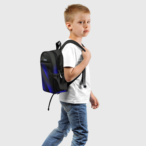 Детский рюкзак 3D с принтом Blue Fade | 3D (Синий градиент), вид сзади #1