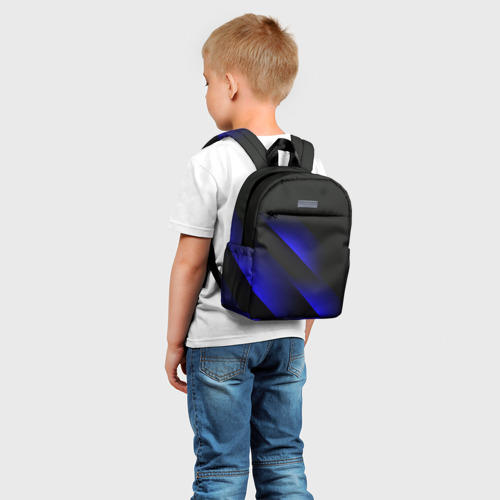 Детский рюкзак 3D с принтом Blue Fade | 3D (Синий градиент), фото на моделе #1