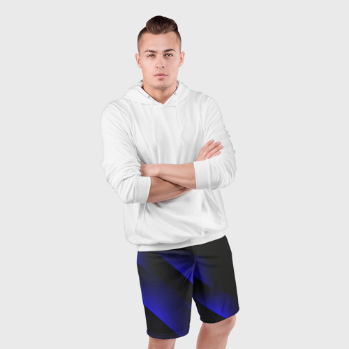 Мужские шорты спортивные с принтом Blue Fade | 3D (Синий градиент), фото #4