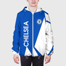 Куртка с принтом Челси спорт для мужчины, вид на модели спереди №3. Цвет основы: белый