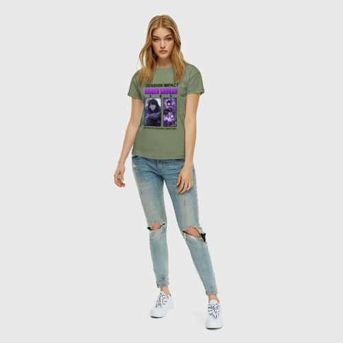 Женская футболка хлопок Сёгун Райдэн Геншин, цвет авокадо - фото 5