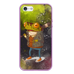 Чехол для iPhone 5/5S матовый Лягушка хулиган Frog hooligan