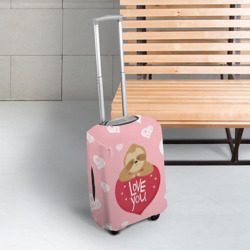 Чехол для чемодана 3D Ленивец с сердечками - фото 2