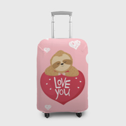 Чехол для чемодана 3D Ленивец с сердечками