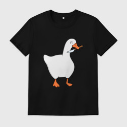 Мужская футболка хлопок Гусь с ножом мем
