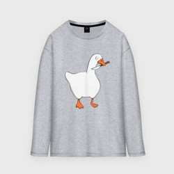 Женский лонгслив oversize хлопок Гусь с ножом мем