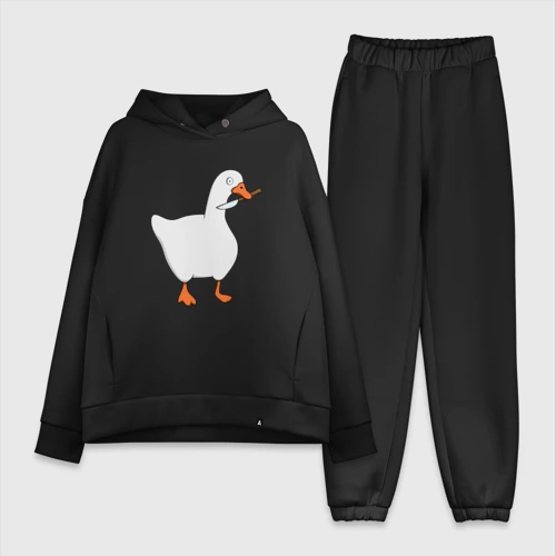 Женский костюм хлопок Oversize Гусь с ножом мем