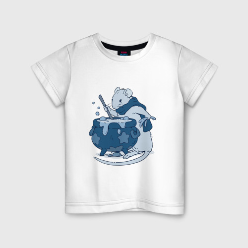 Детская футболка из хлопка с принтом Маленький маг, вид спереди №1