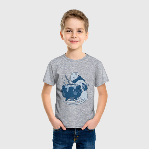 Детская футболка хлопок Маленький маг, цвет меланж - фото 3