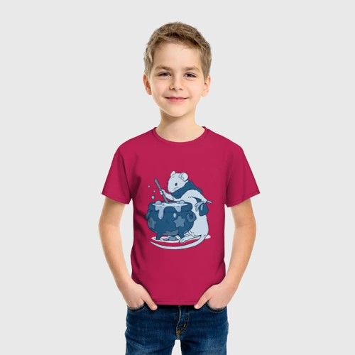 Детская футболка хлопок с принтом Маленький маг, вид сбоку #3