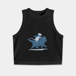 Женская укороченная майка-топ хлопок Путешествие на коте