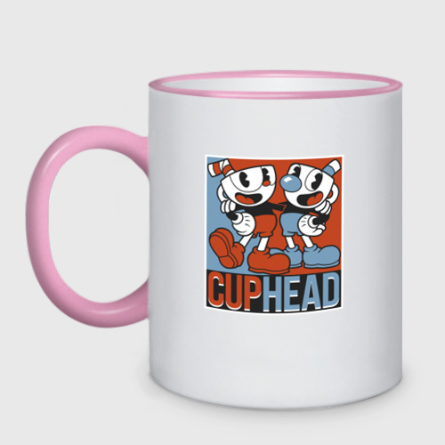 Кружка двухцветная Cuphead and Mugman Show, цвет Кант розовый