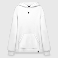 Худи SuperOversize хлопок Tesla black logo минимализм