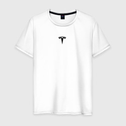 Мужская футболка хлопок Tesla black logo минимализм
