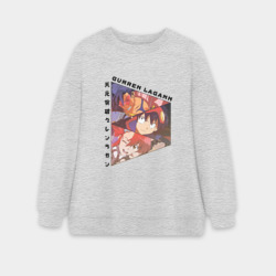 Женский свитшот oversize без начеса хлопок Tengen Toppa Gurren Lagann, Камина, Йоко Литтнер и Симон