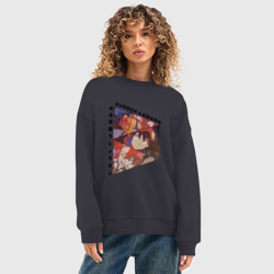 Женский свитшот oversize без начеса хлопок Tengen Toppa Gurren Lagann, Камина, Йоко Литтнер и Симон - фото 2