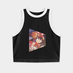 Женская укороченная майка-топ хлопок Tengen Toppa Gurren Lagann, Камина, Йоко Литтнер и Симон