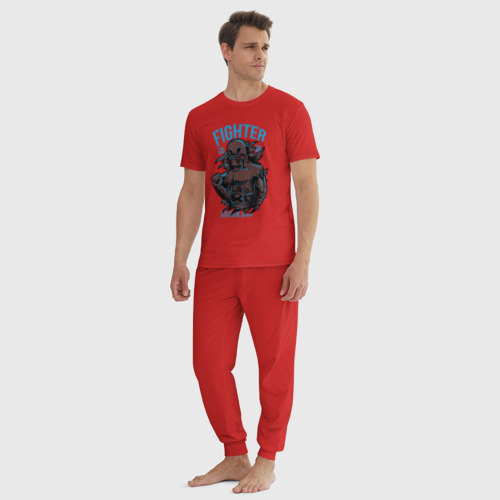 Мужская пижама хлопок Боец в маске, цвет красный - фото 5