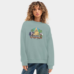 Женский свитшот oversize без начеса хлопок Рептилоид играет в шахматы против Зеленого человечка - фото 2