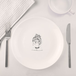 Набор: тарелка + кружка Девушка с маской близнецы - фото 2