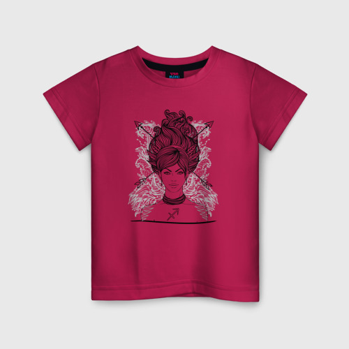 Детская футболка хлопок с принтом Девушка стрелец, вид спереди #2